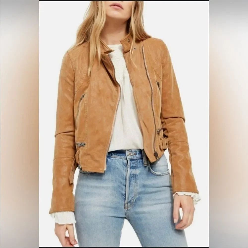 Free People We The Free Fenix Vegan Suede Moto Jacket
